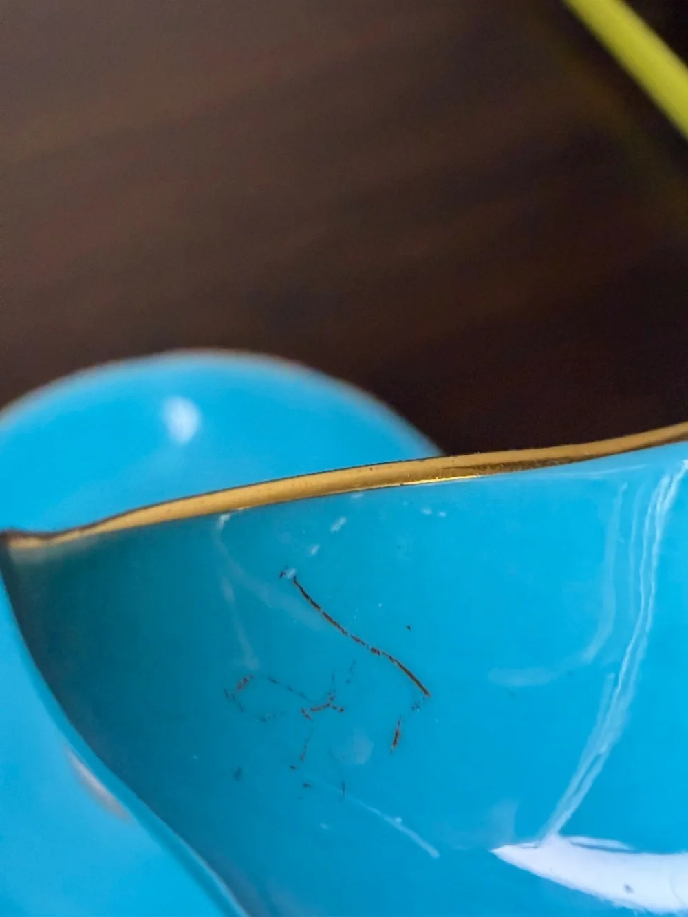 Vintage Aynsley Turquoise Teacup Saucer Set B5304 Cabbage Rose Gold Gilt 1960s
